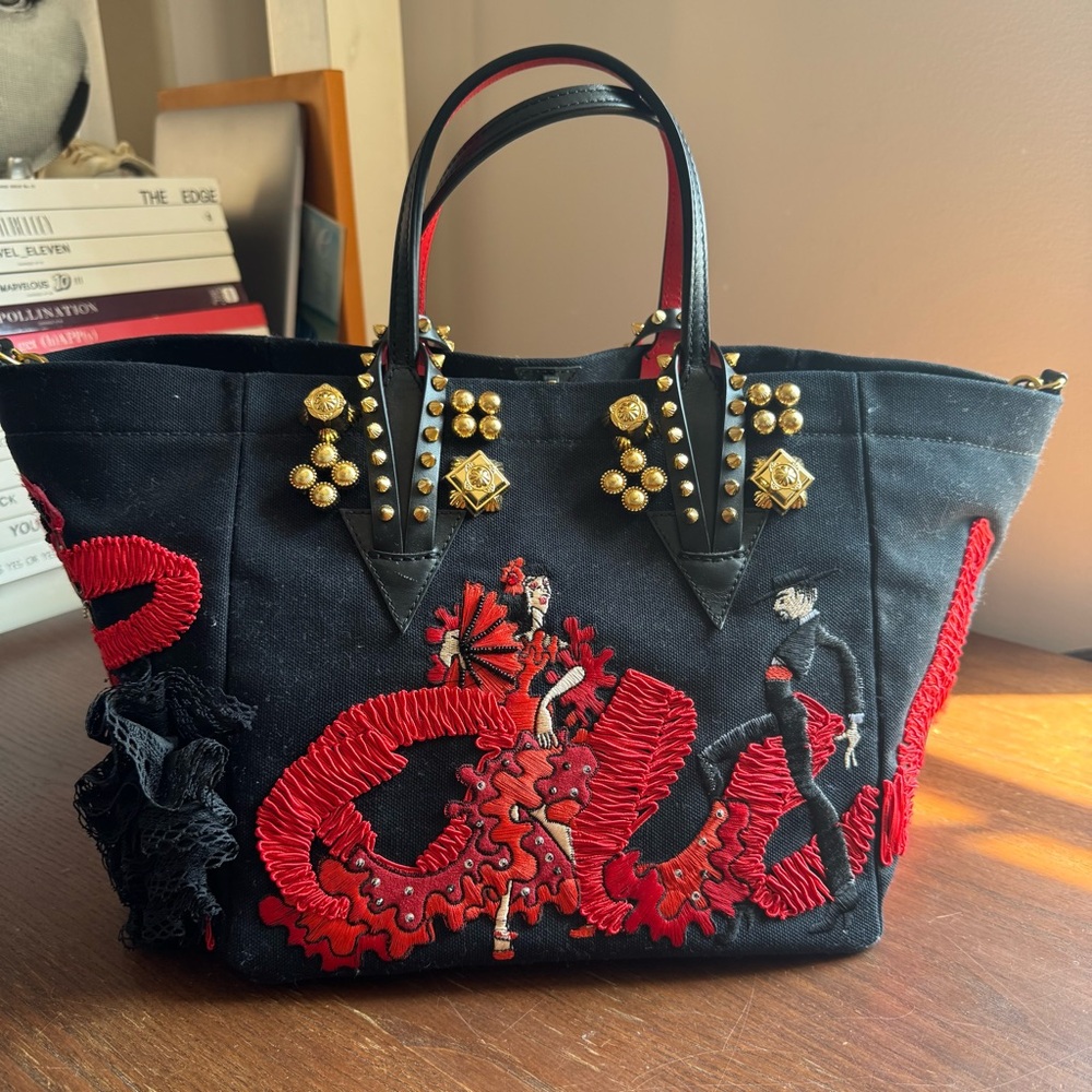 Christian Louboutin Flamencaba Small Toile/broderie Flamenco/calf Pari
